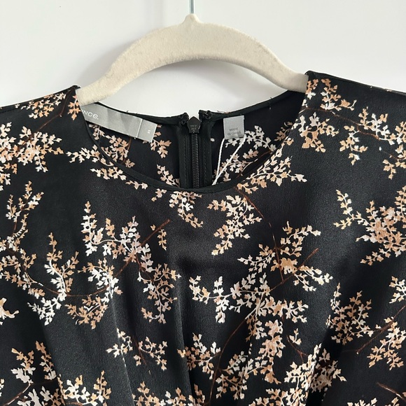 NWT Vince Brand Black and Cream Floral Long Sleeve Dress - Size XS - Picture 7 of 15